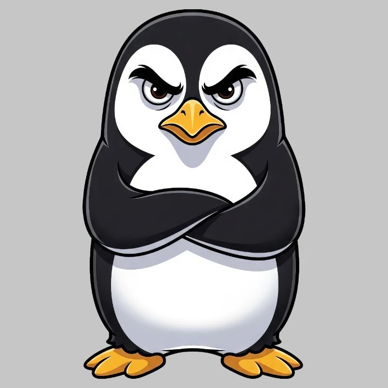 Grumpy Penguin Cartoon Sour Grumpy Annoyed