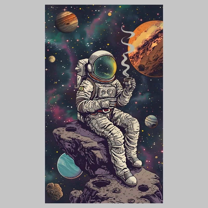 Astronaut on an asteroid in space