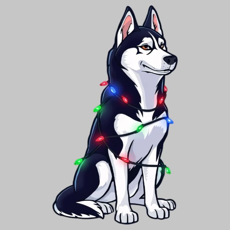 Husky Mit Weihnachtslichtern