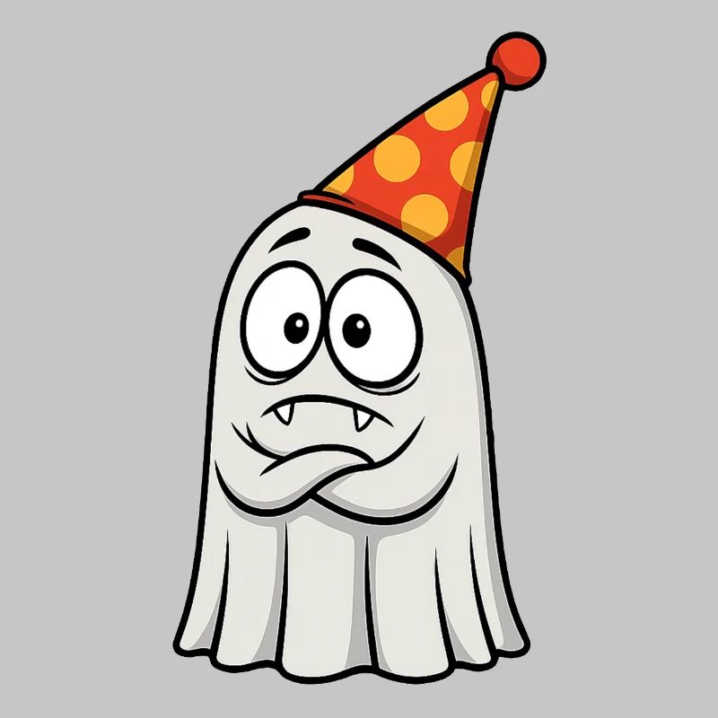 Grumpy Ghost with Party Hat