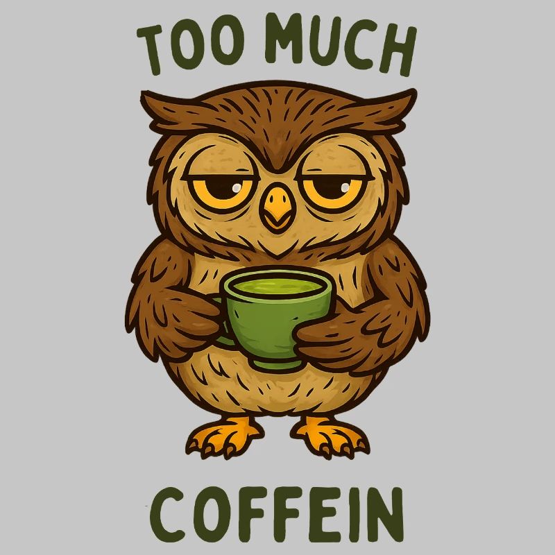 Nickernde Eule mit Kaffeebecher