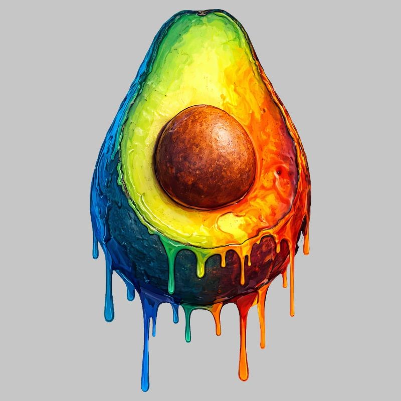 Avocado with a colorful gradient