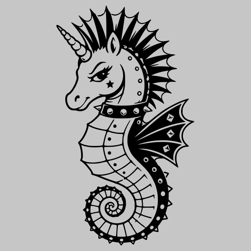 Punk Einhorn Seepferdchen Motiv