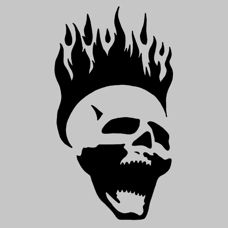 Flaming screaming skull (black)