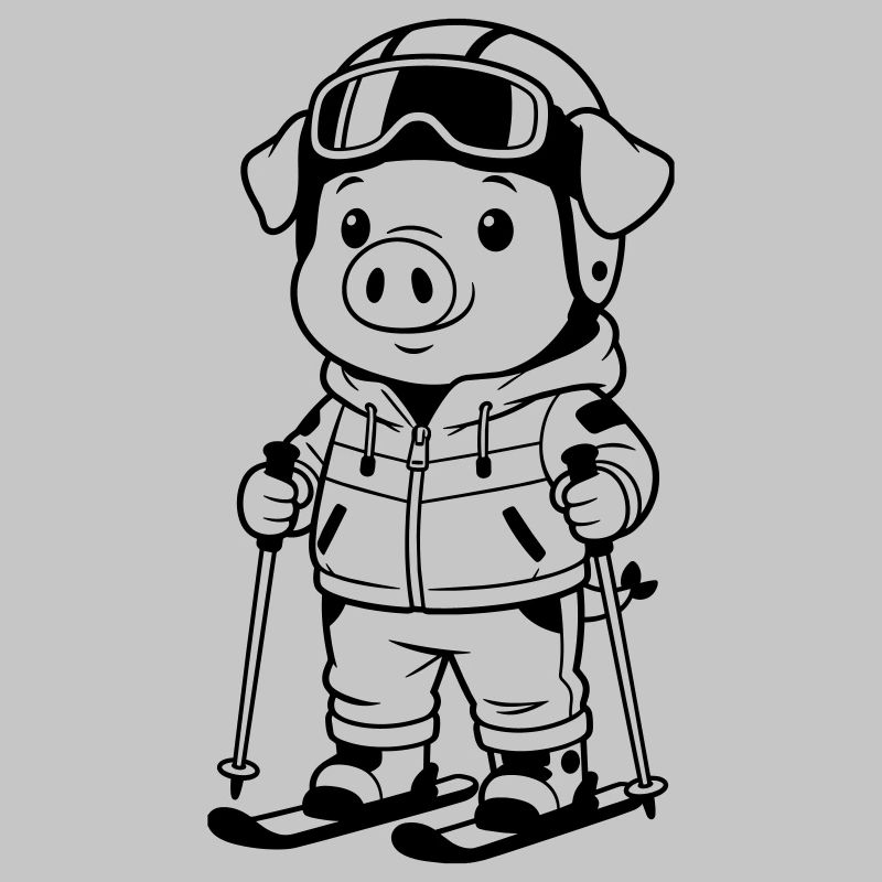 Pig with skis
