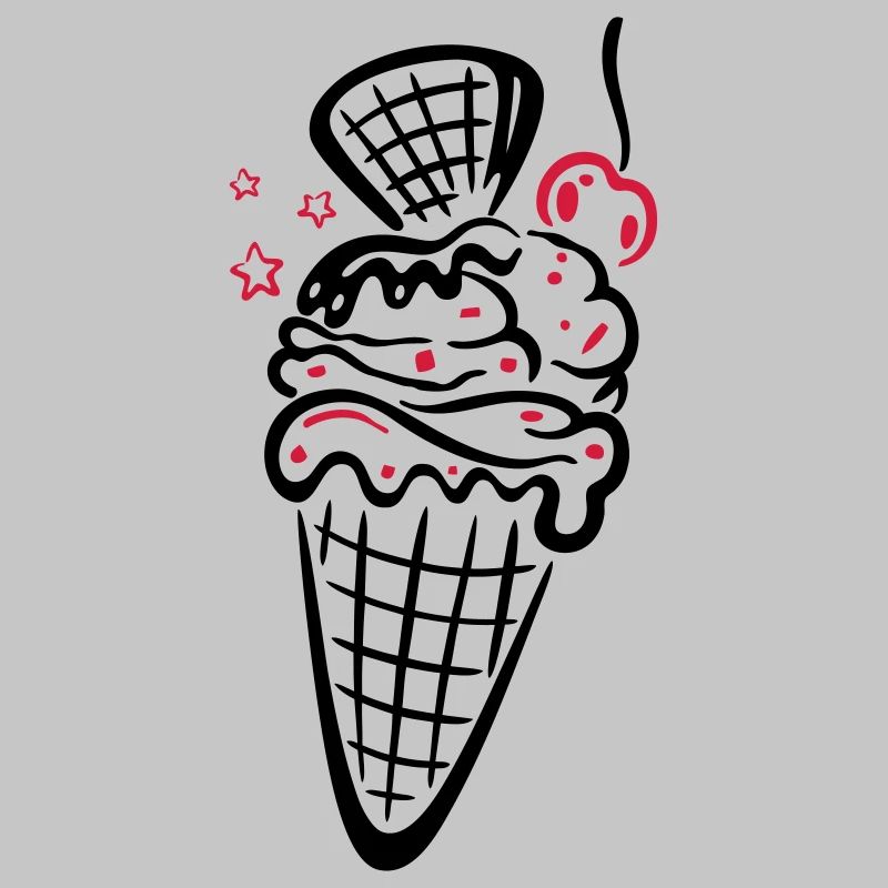Eis, Eiswaffel mit Kirsche