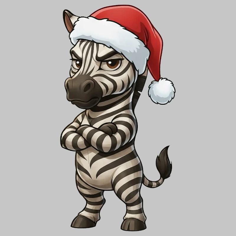 Annoyed Zebra Christmas Hat Grumpy Christmas