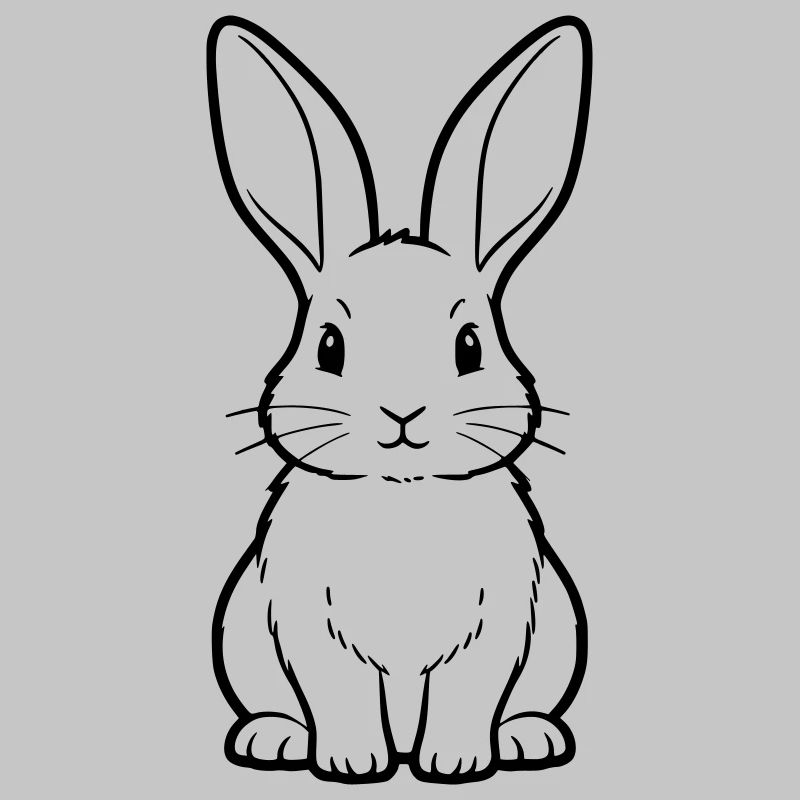 Cute Bunny Sitting Outline Coloring Page