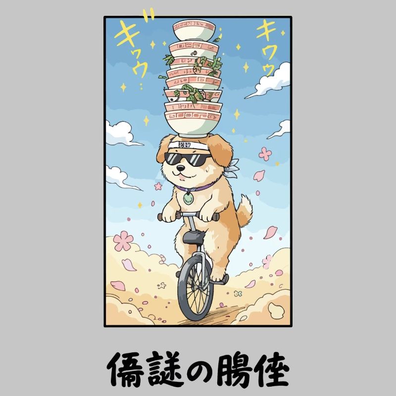 Noodle Stack Pup sur monocycle