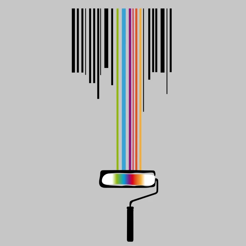 A paint roller with a bar code