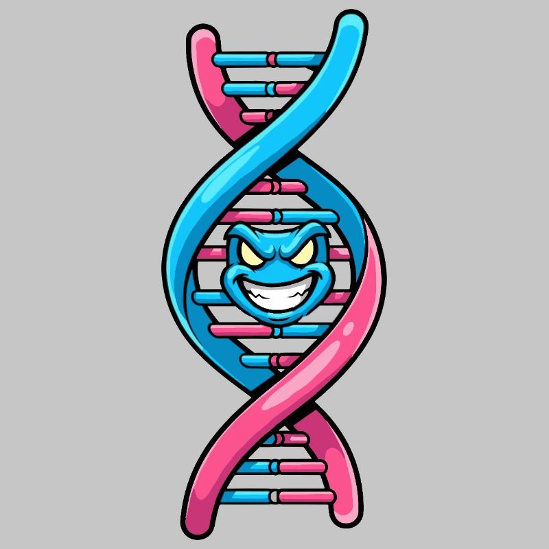 Neon-DNA mit grimmigem Gesicht