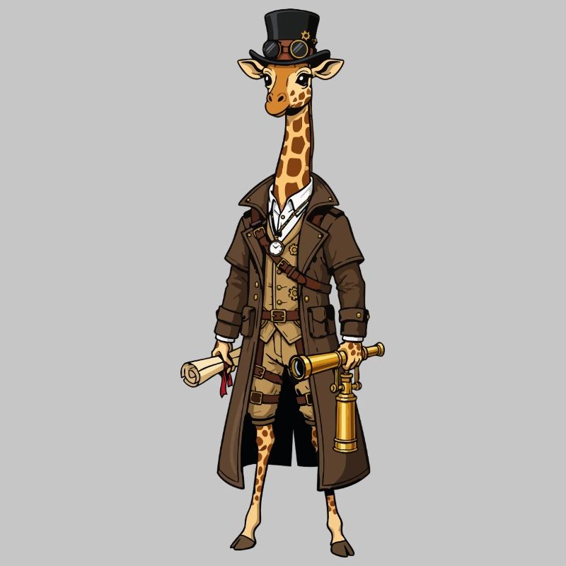 Girafe Exploratrice Steampunk Haut-de-Forme Chic