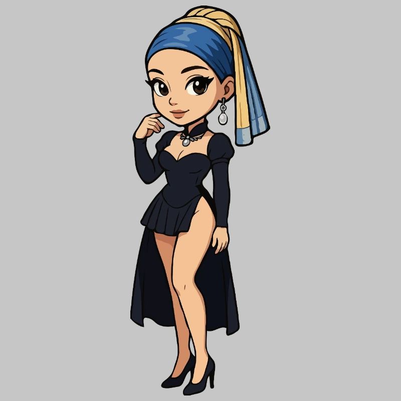 Mädchen mit Perlenohrring Chibi Super Deformed