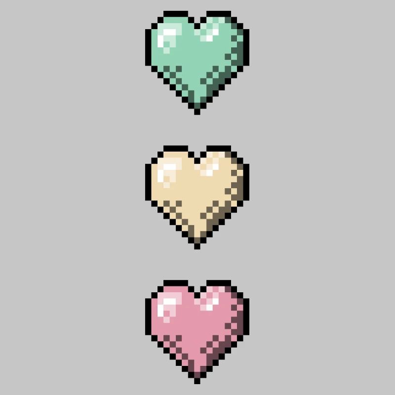 Retro Pixel Art Hearts Stack