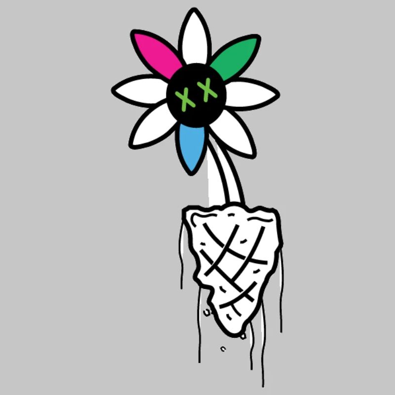 Lebendige Blume Schädel Illustration