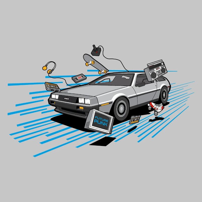 Delorean Oldtimer Youngtimer Retro Future bleu 80s