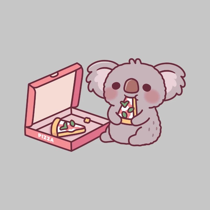 Cute Koala Bear Eating Pizza