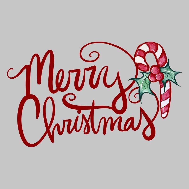 Merry Christmas Script with Candy Cane