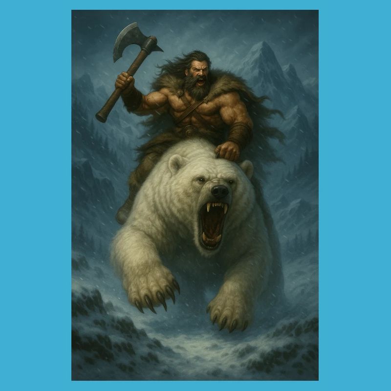 Wikingerkrieger auf Eisbär – Fa-Illustration