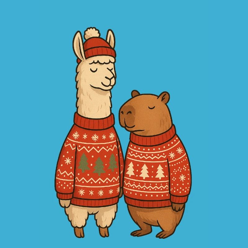 Duo de pulls de Noël Lama et Cabibara