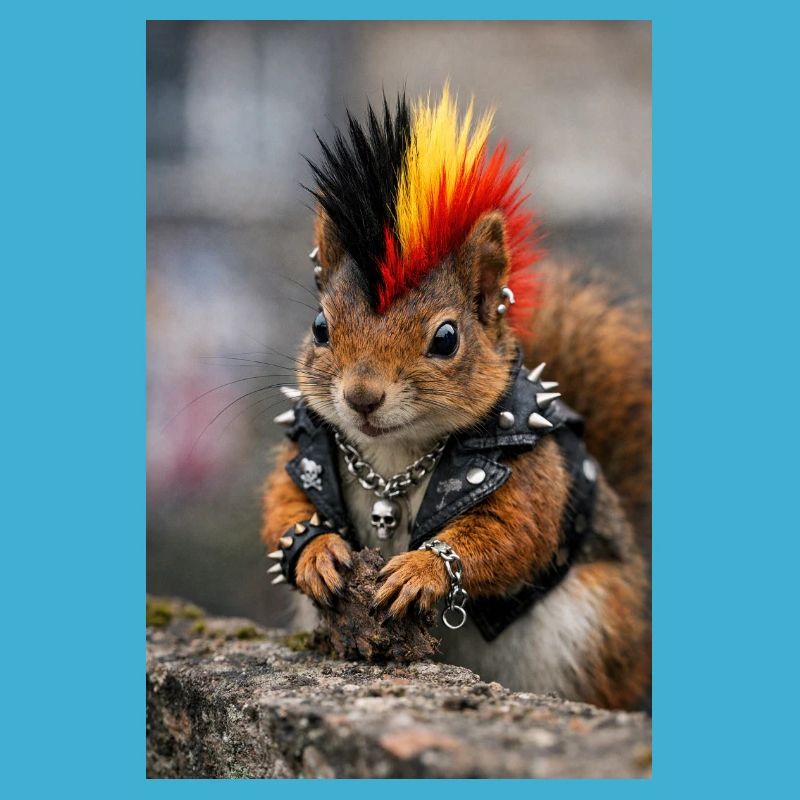 Punk Eichhörnchen mit Lederweste
