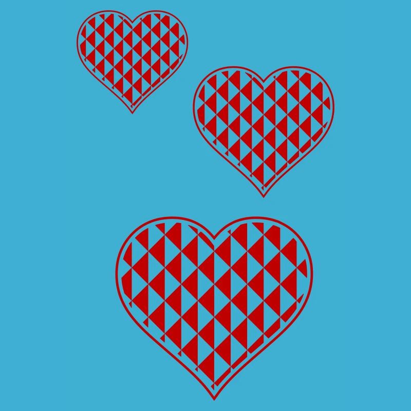 Geometric Hearts Pattern Red