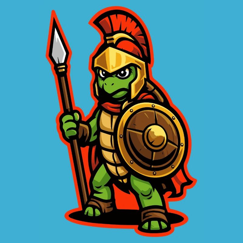 Spartan Turtle Warrior with Shield and Spear