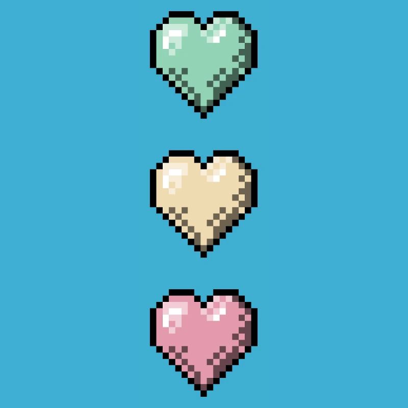 Retro Pixel Art Hearts Stack