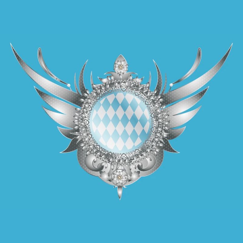 Silver wing crest with diamond pattern