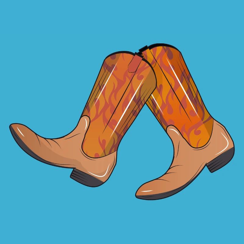 extravagant western boots with flame pattern