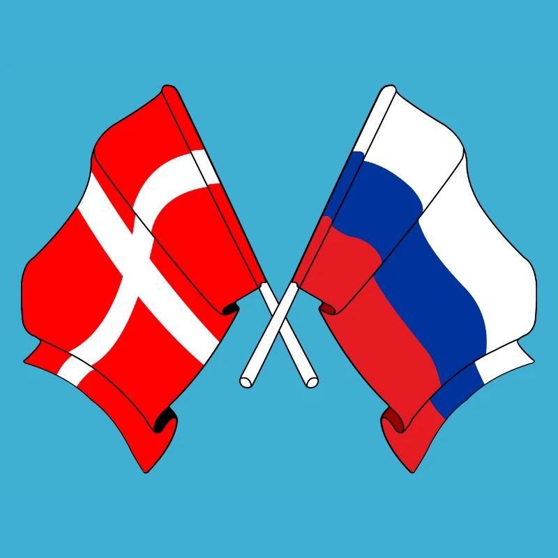 Drapeau Danemark, drapeau Russie