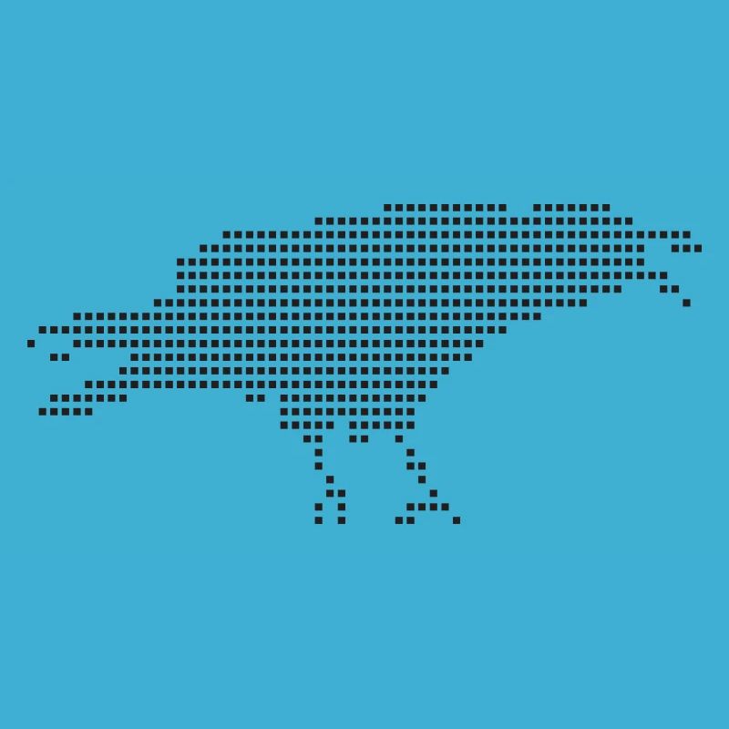 Raven Pixel Dot Silhouette