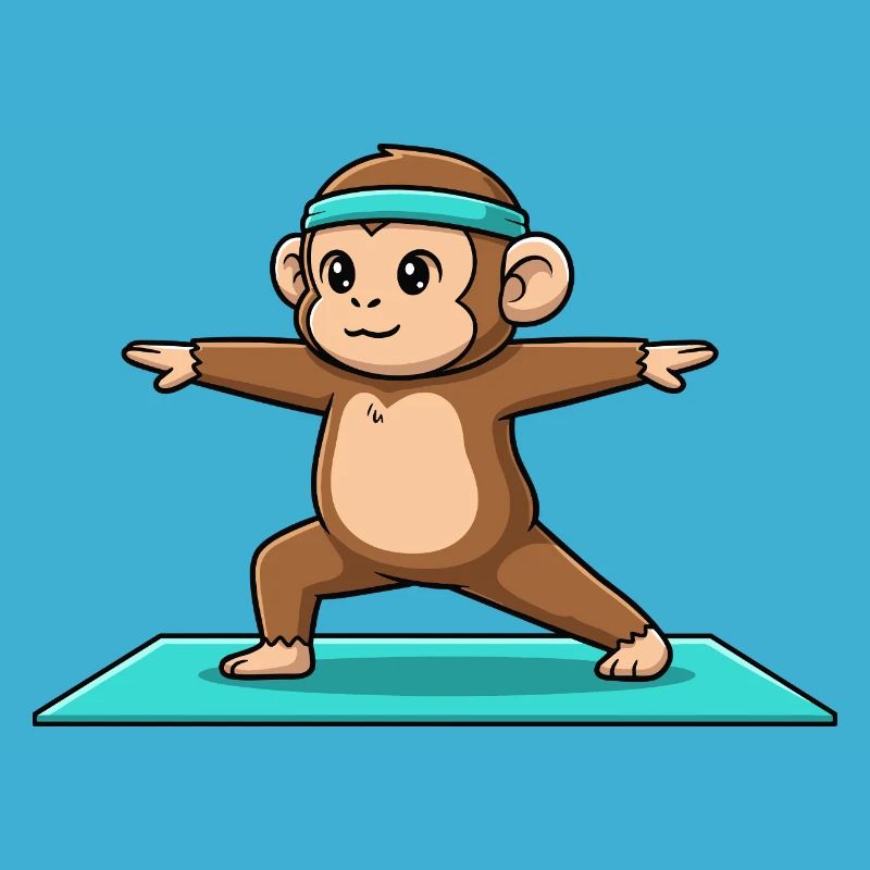 Yoga Monkey Ape Doing Warrior Pose
