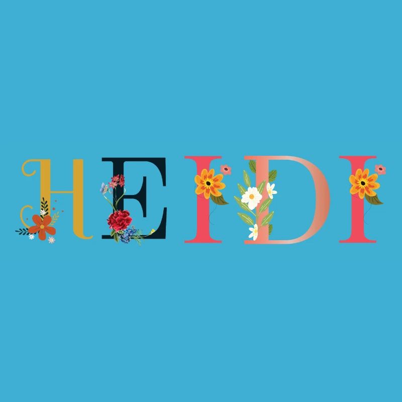 Nom HEIDI décoré de fleurs