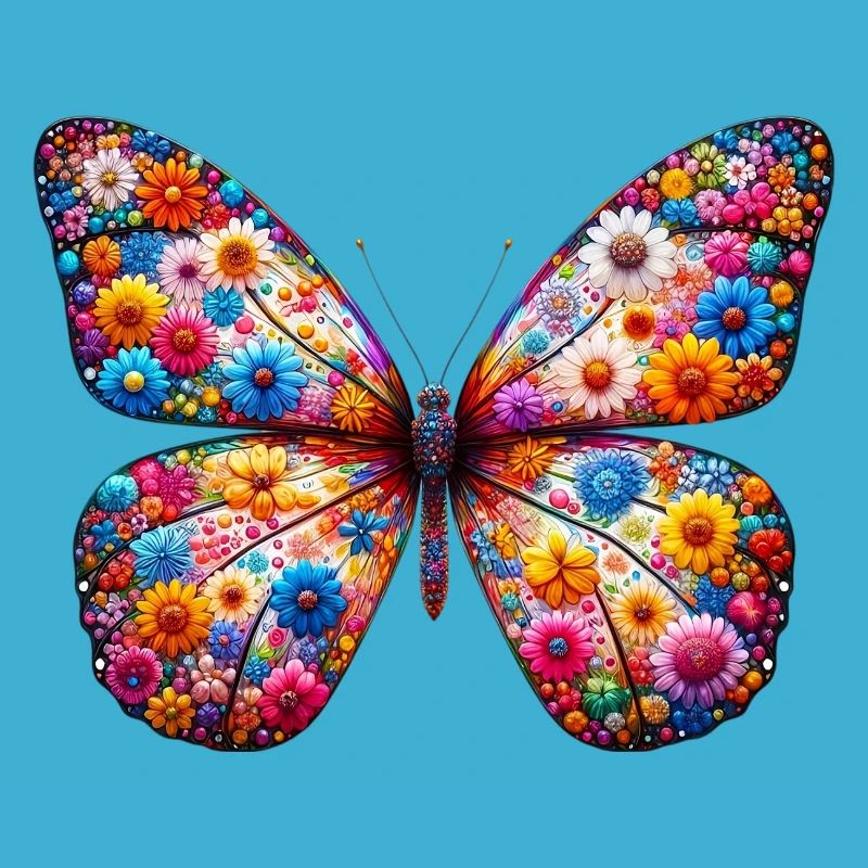 Papillon décoré de fleurs