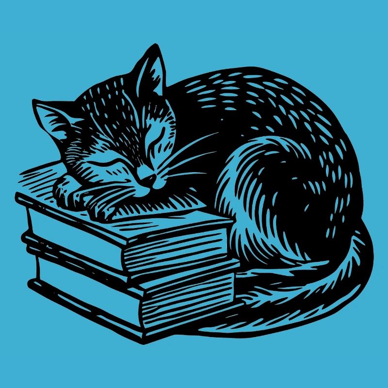 Cat sleeping on book