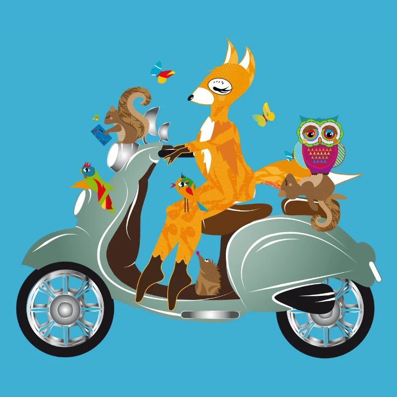 Forest animals on a joyride – Imaginative scene