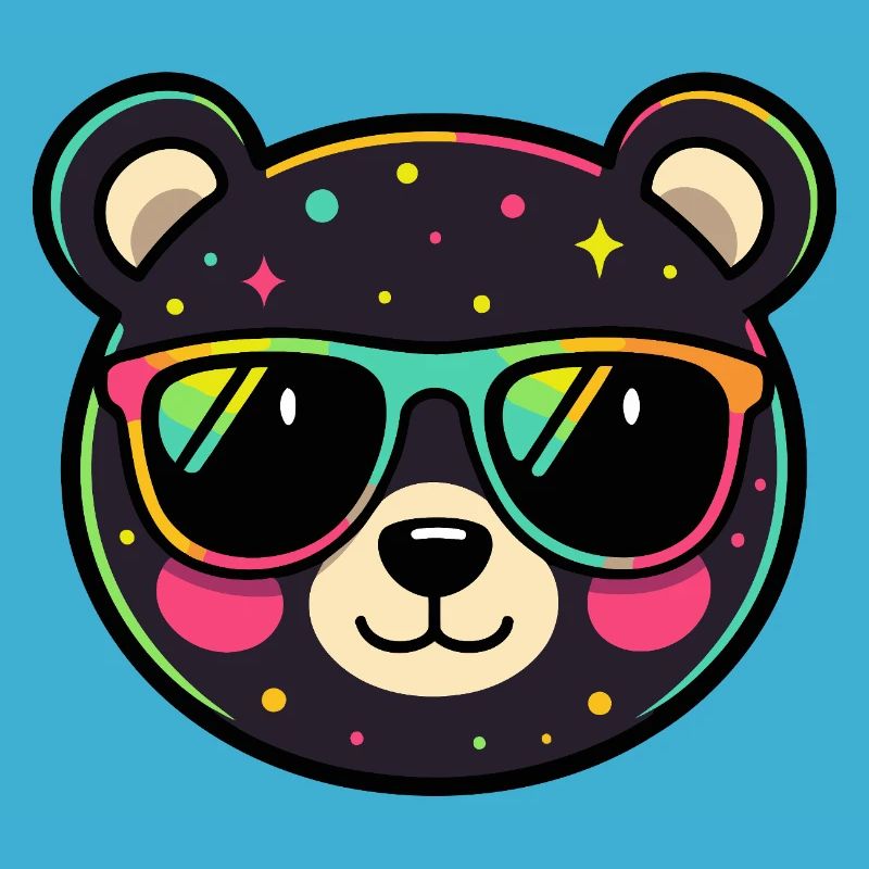 Panda néon polychrome avec lunettes