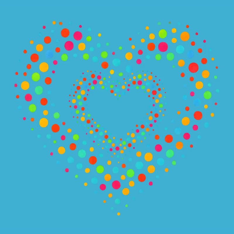 Rainbow Dot Heart Pattern Tee