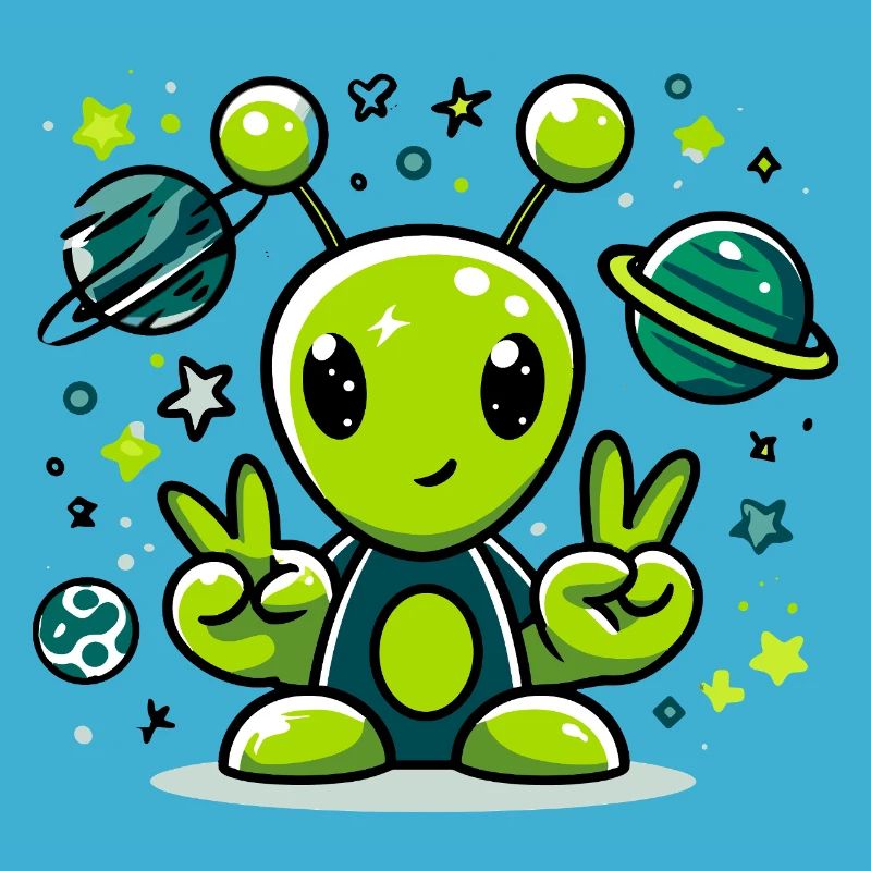 Extraterrestre vert dans l’espace