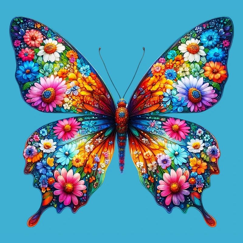 Papillon décoré de fleurs