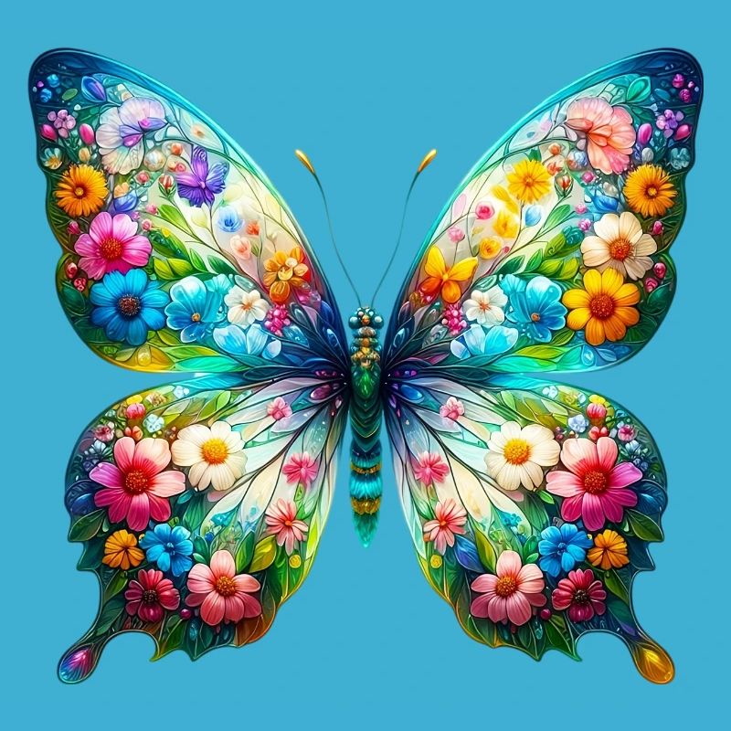 Papillon décoré de fleurs
