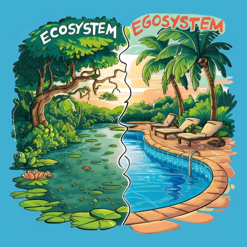 Ecosystem vs Egosystem Eco-Friendly Message