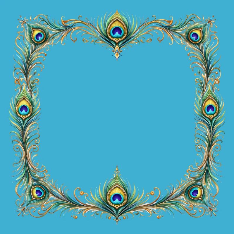 Peacock Feather Frame Ornament Boho Design