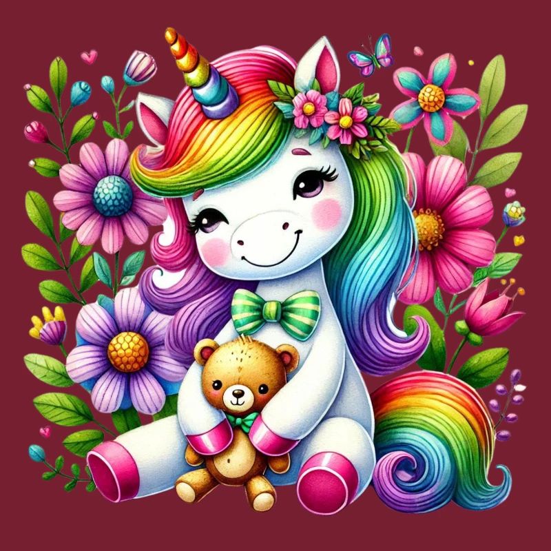 Regenbogen Einhorn Blumentraum