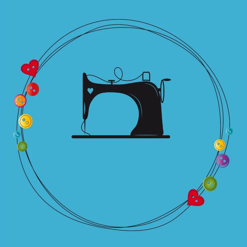 nostalgic stylized sewing machine with buttons