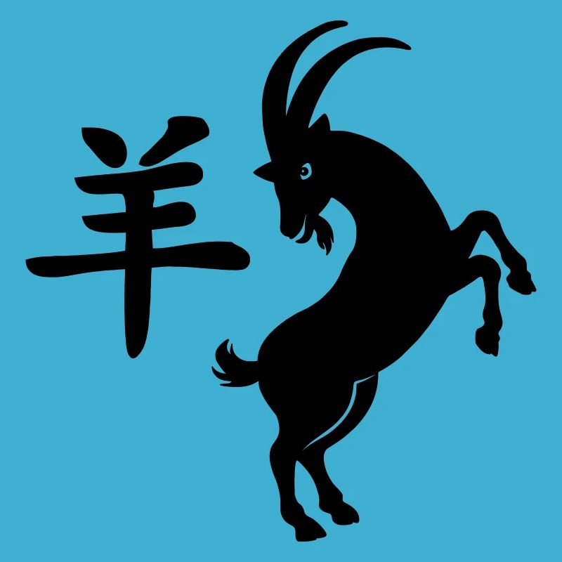 Caractère chinois chèvre avec image de chèvre