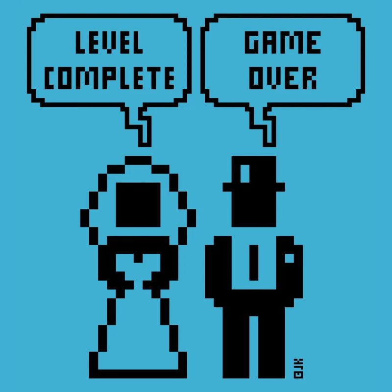 Level Complete – Game Over (JGA / Pixel / Bold B)