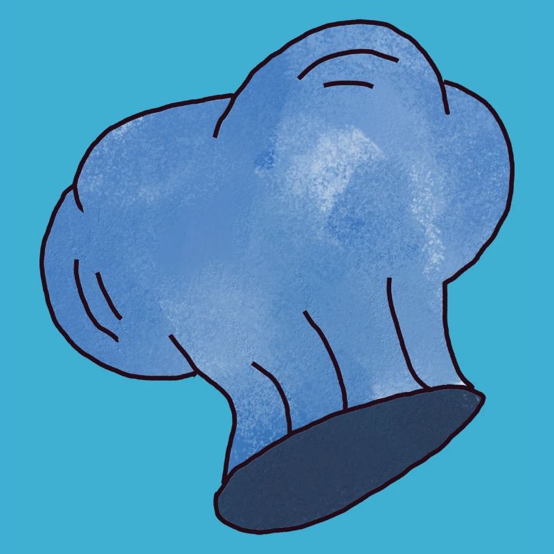 Small blue chef's hat with clouds