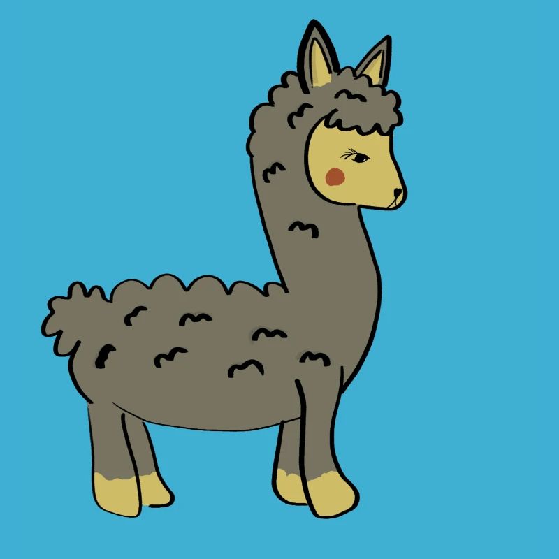 Playful llama with braid and button ears